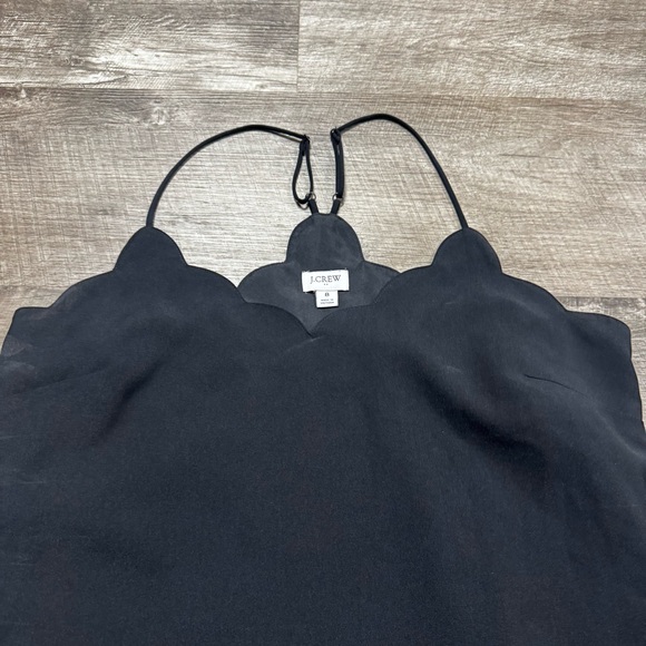 JCREW Black Scallop Trim Tank Top Size 8 - Picture 2 of 7
